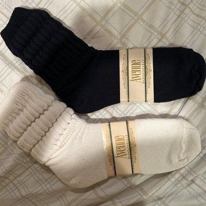 80's Vintage Style Socks  (2 pair lot) black, white ~high ankle style~